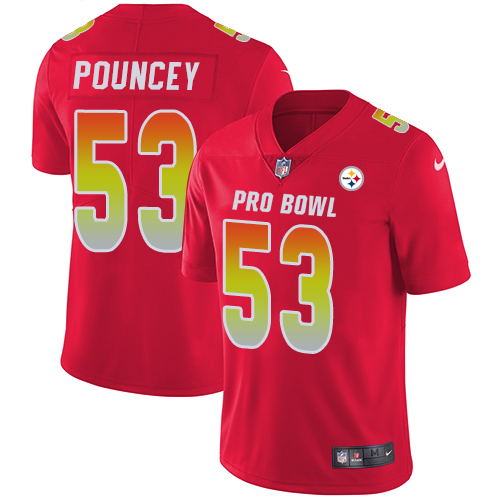Nike Steelers #53 Maurkice Pouncey Red Youth Stitched NFL Limited AFC 2018 Pro Bowl Jersey